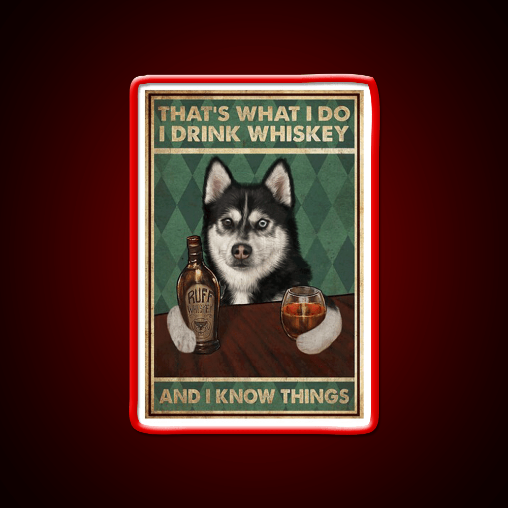 Funny Husky Dog Drink Whiskey Drink Bar Led Neon Sign Rgb Color - Shineneon