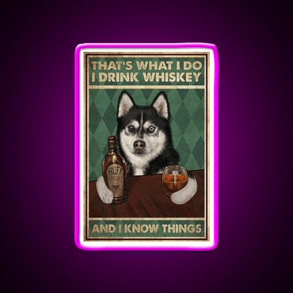 Funny Husky Dog Drink Whiskey Drink Bar Led Neon Sign Rgb Color - Shineneon