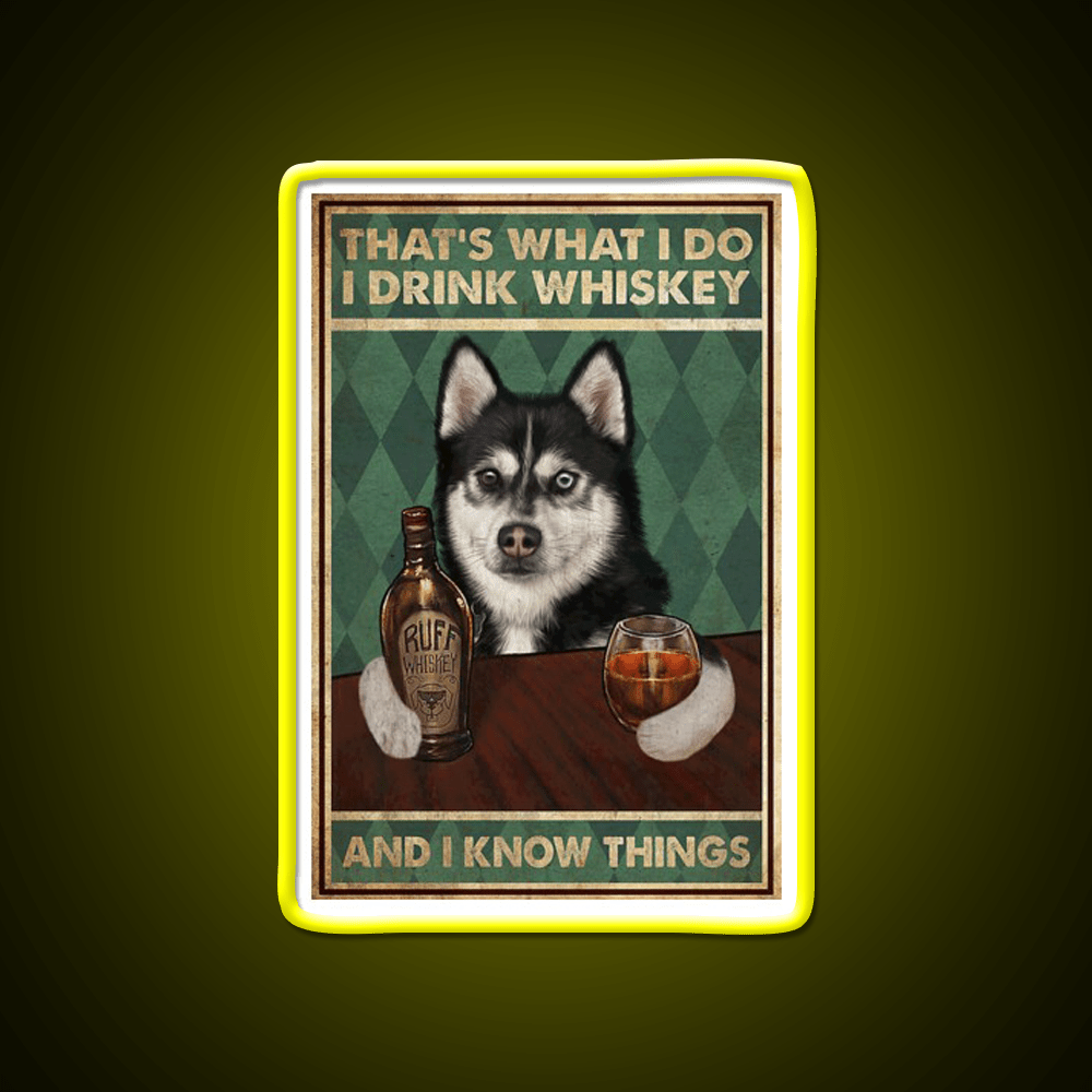 Funny Husky Dog Drink Whiskey Drink Bar Led Neon Sign Rgb Color - Shineneon