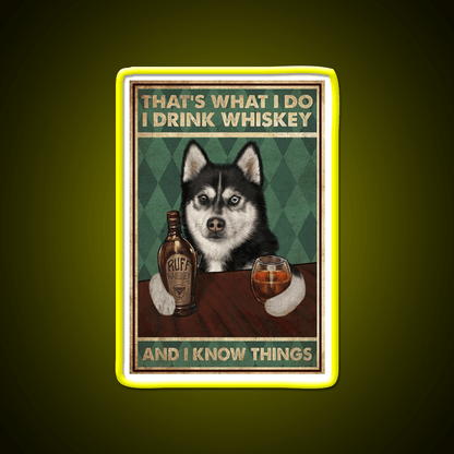 Funny Husky Dog Drink Whiskey Drink Bar Led Neon Sign Rgb Color - Shineneon