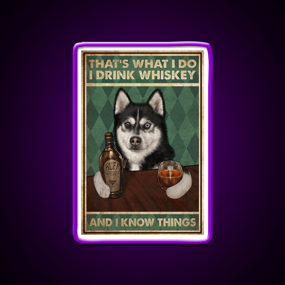 Funny Husky Dog Drink Whiskey Drink Bar Led Neon Sign Rgb Color - Shineneon