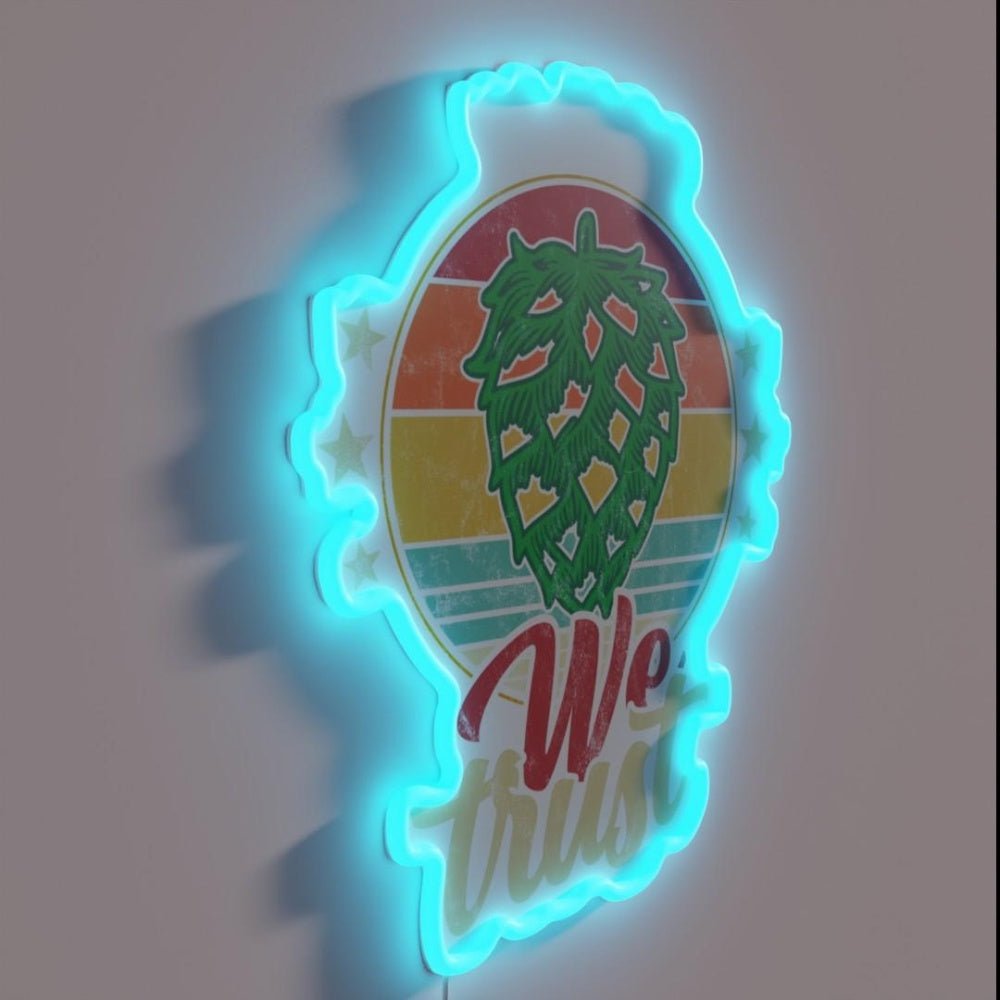 Funny Ipa Beer Hop Cone In Hop We Trust Craftbeer Rgb Led Neon Sign - Shineneon