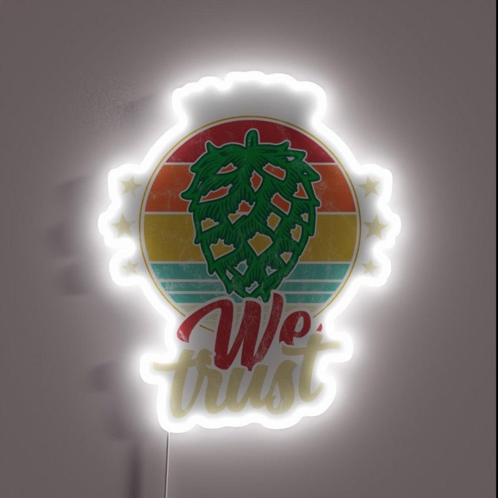 Funny Ipa Beer Hop Cone In Hop We Trust Craftbeer Rgb Led Neon Sign - Shineneon