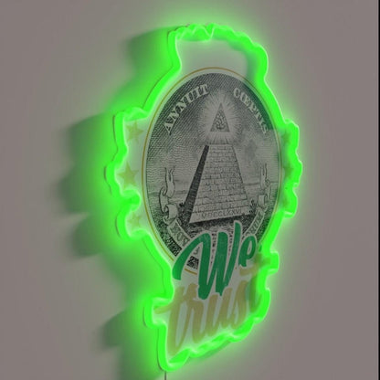 Funny Ipa Beer Lover In Hop We Trust Craftbeer Rgb Led Neon Sign - Shineneon
