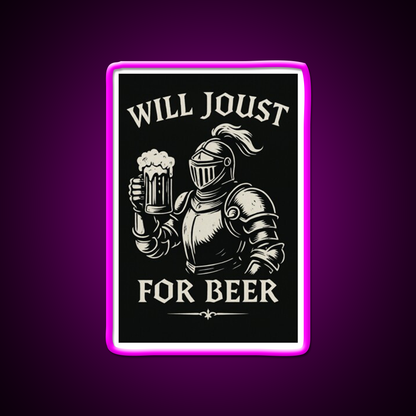 Funny Joust For Beer Medieval Ren Faire Art Beer Bar Decor Led Neon Sign Rgb Color - Neon sign mounted on wall in room