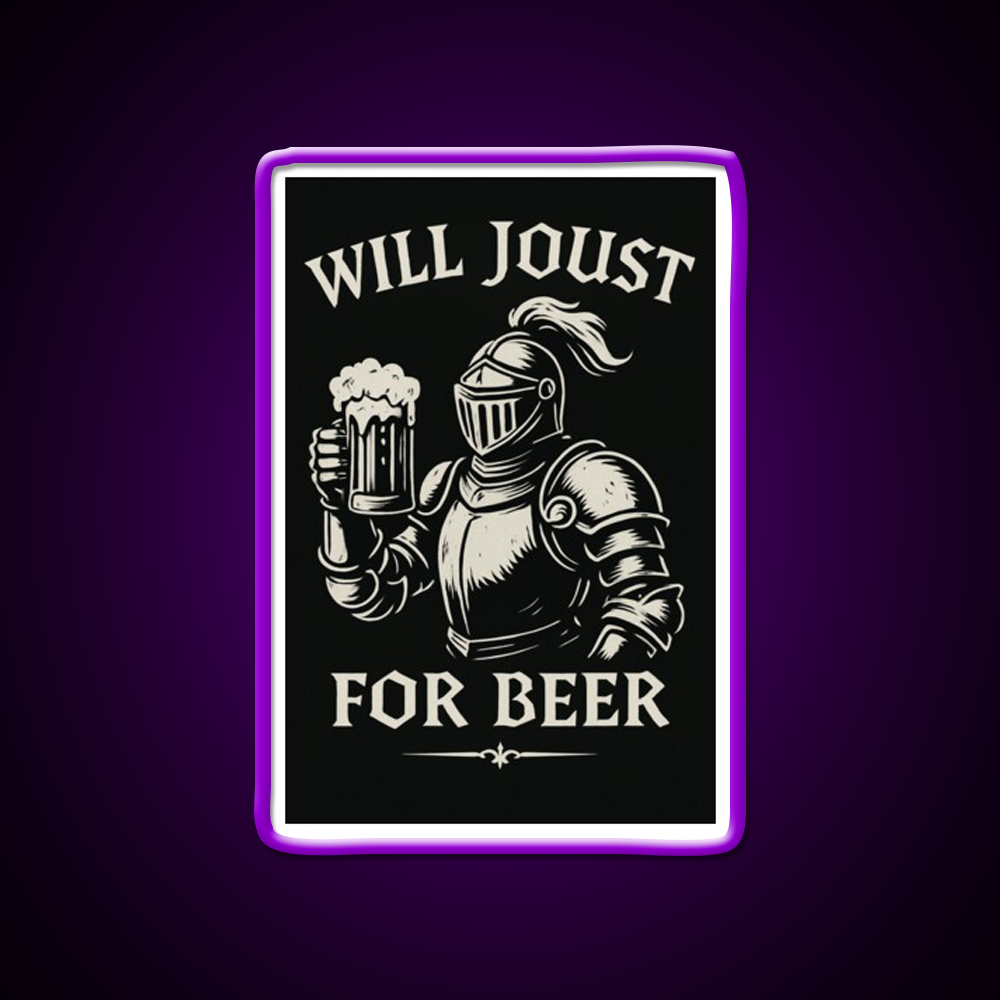 Funny Joust For Beer Medieval Ren Faire Art Beer Bar Decor Led Neon Sign Rgb Color - LED neon sign view 9