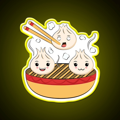 Funny Kawaii Dim Sum Illustration Led Neon Sign Chinese Food Rgb Color - Shineneon