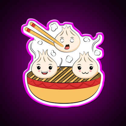 Funny Kawaii Dim Sum Illustration Led Neon Sign Chinese Food Rgb Color - Shineneon