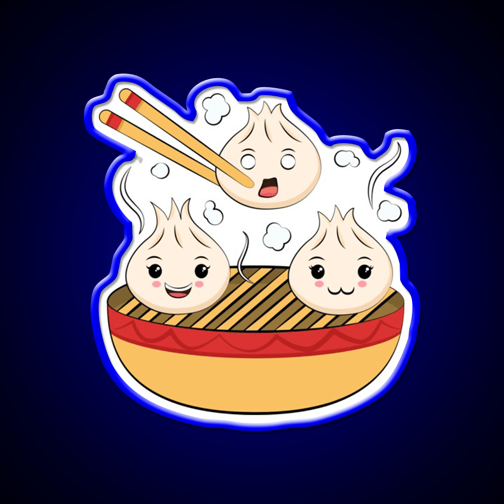 Funny Kawaii Dim Sum Illustration Led Neon Sign Chinese Food Rgb Color - Shineneon