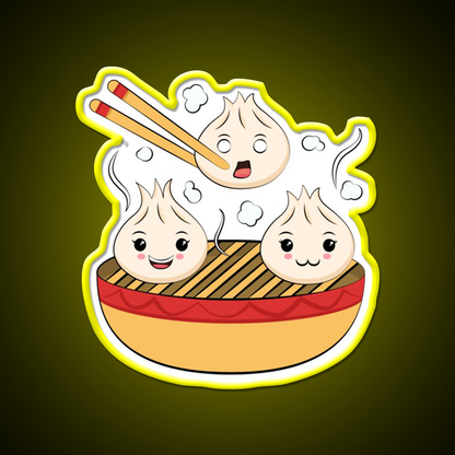 Funny Kawaii Dim Sum Illustration Led Neon Sign Chinese Food Rgb Color