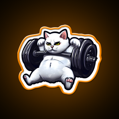 Funny Kitten Cat Lifting Weights At The Gym Exercising Fitness Led Neon Sign Rgb Color