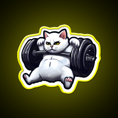 Funny Kitten Cat Lifting Weights At The Gym Exercising Fitness Led Neon Sign Rgb Color