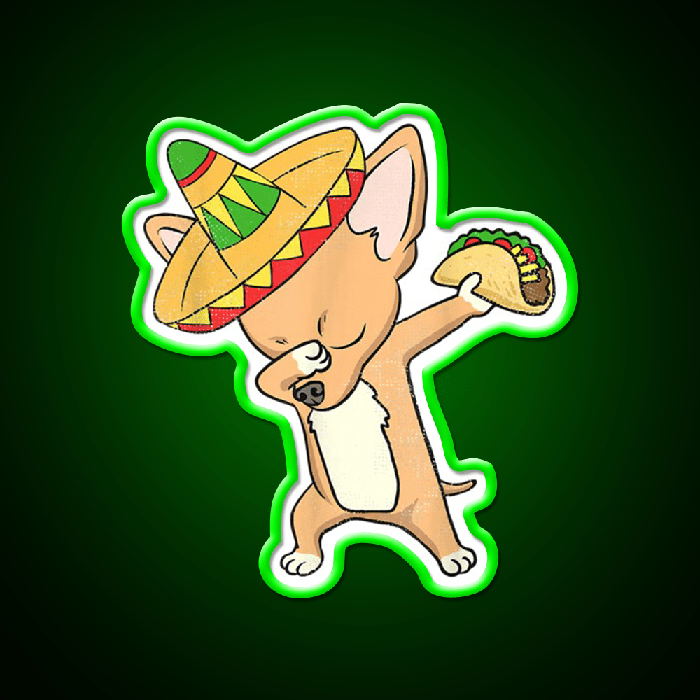 Funny Mexican Chihuahua Dog Taco Dabbing Taco Led Neon Sign Rgb Color - Shineneon