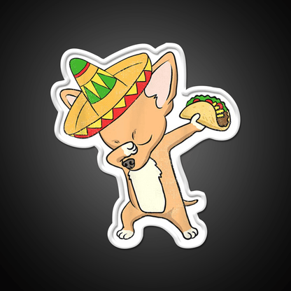 Funny Mexican Chihuahua Dog Taco Dabbing Taco Led Neon Sign Rgb Color - Shineneon