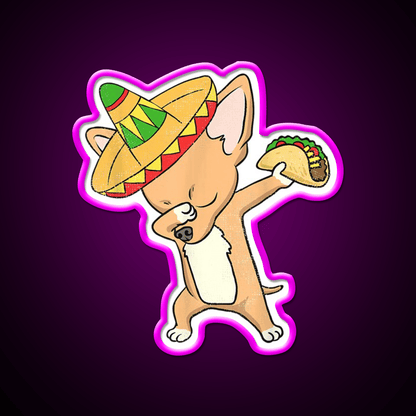 Funny Mexican Chihuahua Dog Taco Dabbing Taco Led Neon Sign Rgb Color - Shineneon
