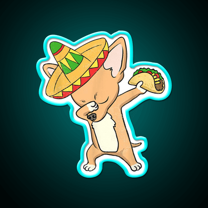 Funny Mexican Chihuahua Dog Taco Dabbing Taco Led Neon Sign Rgb Color - Shineneon