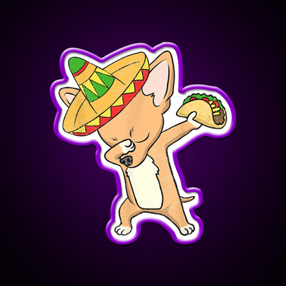 Funny Mexican Chihuahua Dog Taco Dabbing Taco Led Neon Sign Rgb Color - Shineneon