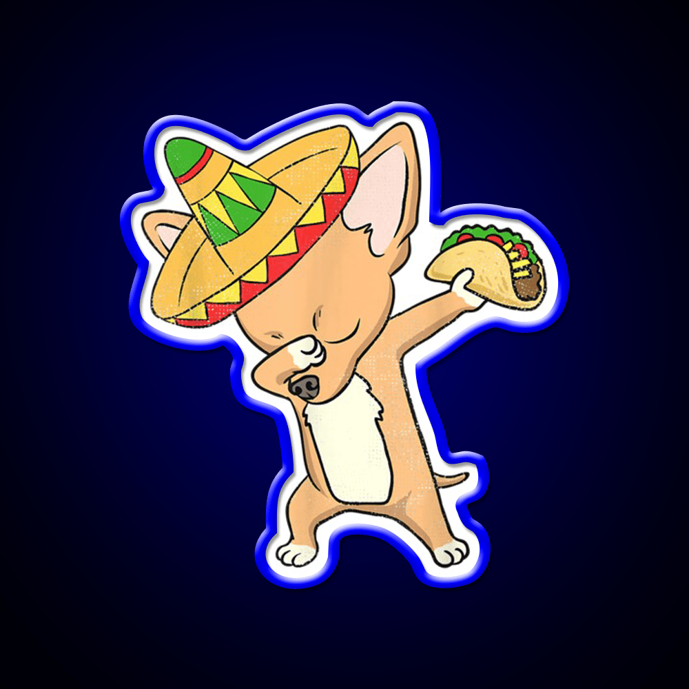 Funny Mexican Chihuahua Dog Taco Dabbing Taco Led Neon Sign Rgb Color - Shineneon