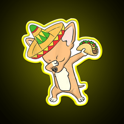 Funny Mexican Chihuahua Dog Taco Dabbing Taco Led Neon Sign Rgb Color - Shineneon