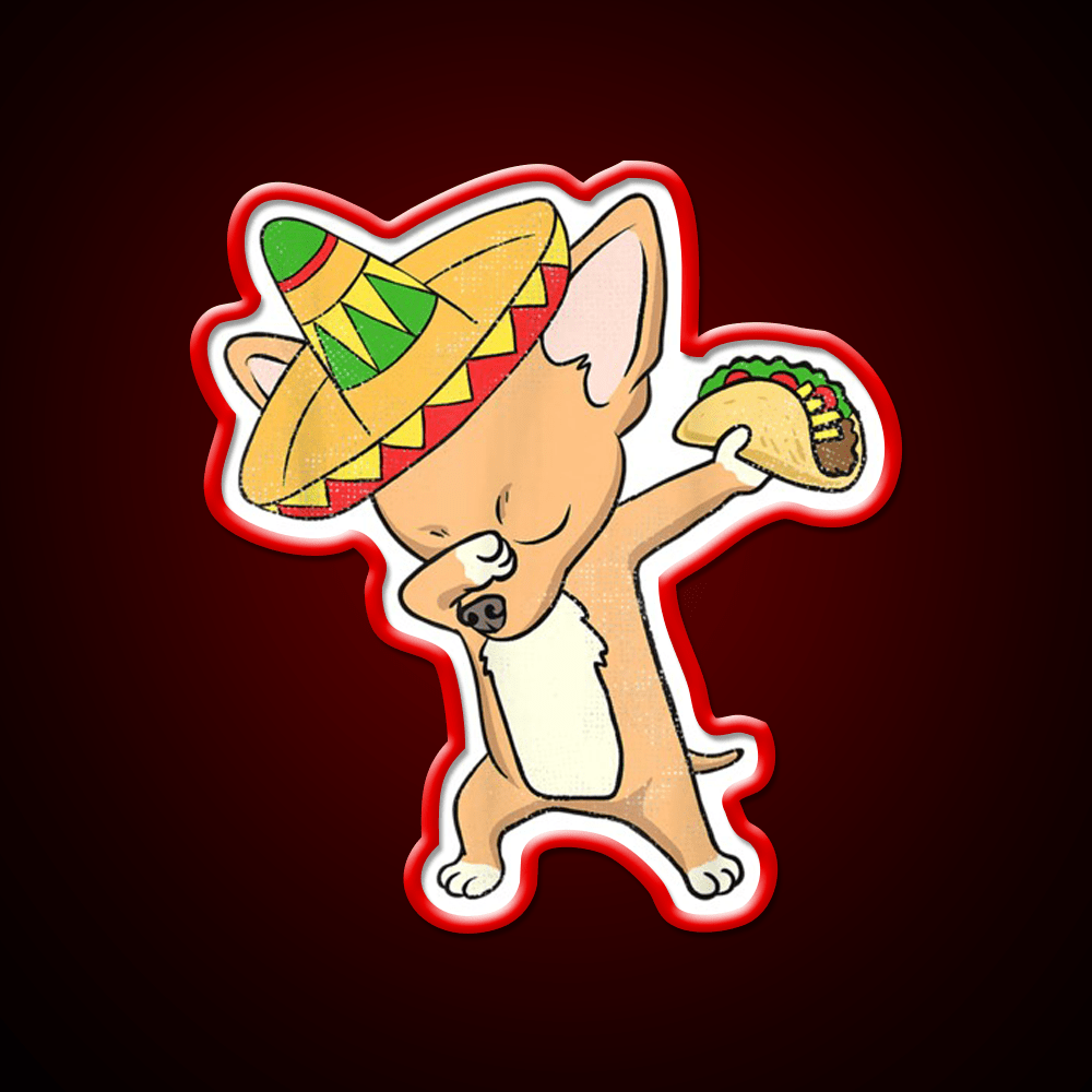 Funny Mexican Chihuahua Dog Taco Dabbing Taco Led Neon Sign Rgb Color - Shineneon