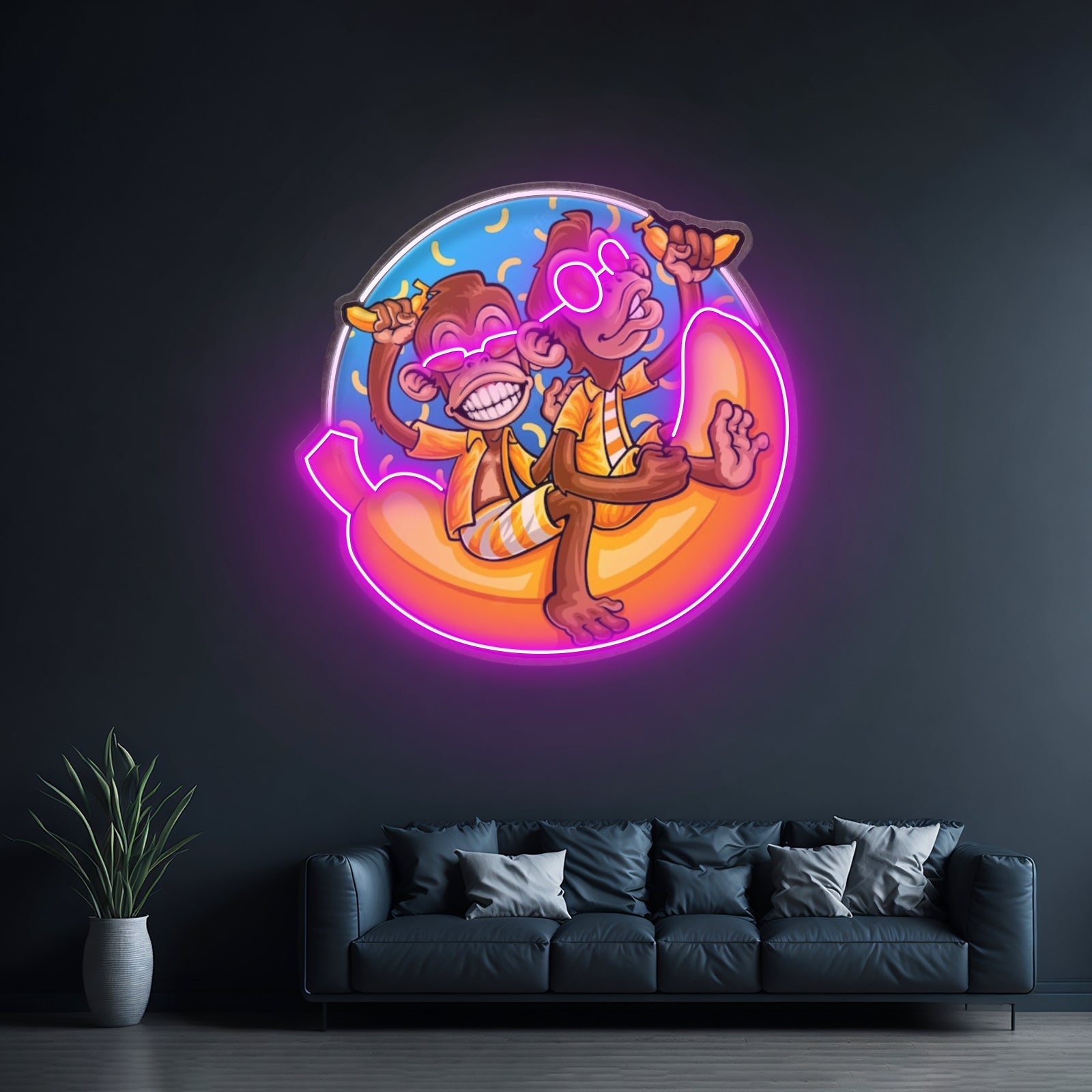 Funny Monkey Banana Cartoon Led Neon Sign Light Custom Led Signs - Shineneon