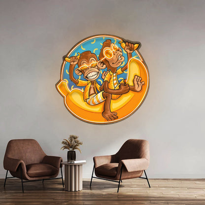 Funny Monkey Banana Cartoon Led Neon Sign Light Custom Led Signs - Shineneon