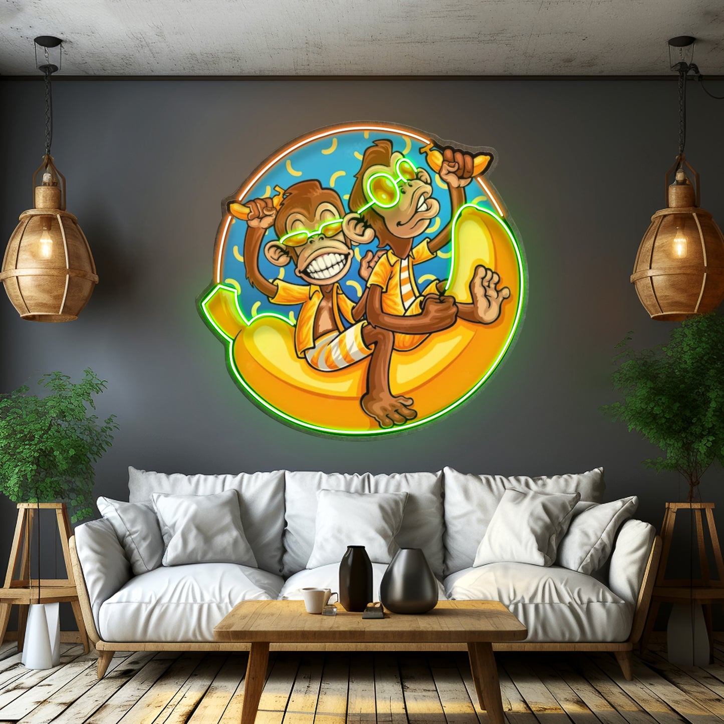 Funny Monkey Banana Cartoon Led Neon Sign Light Custom Led Signs