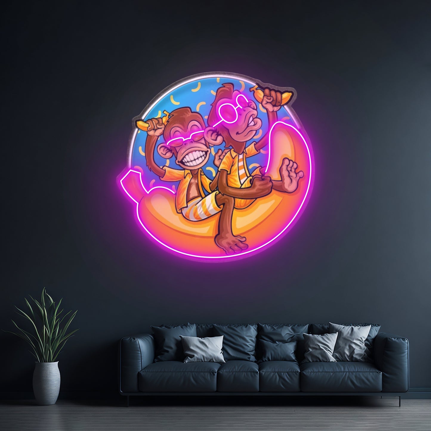 Funny Monkey Banana Cartoon Led Neon Sign Light Custom Led Signs