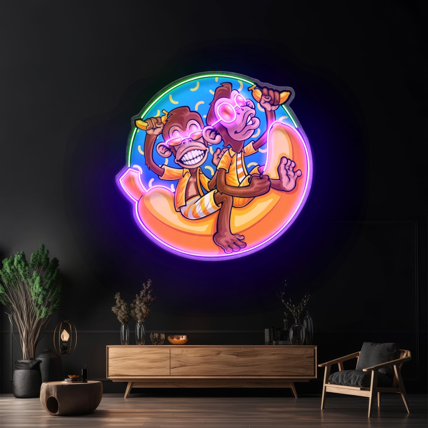 Funny Monkey Banana Cartoon Led Neon Sign Light Custom Led Signs