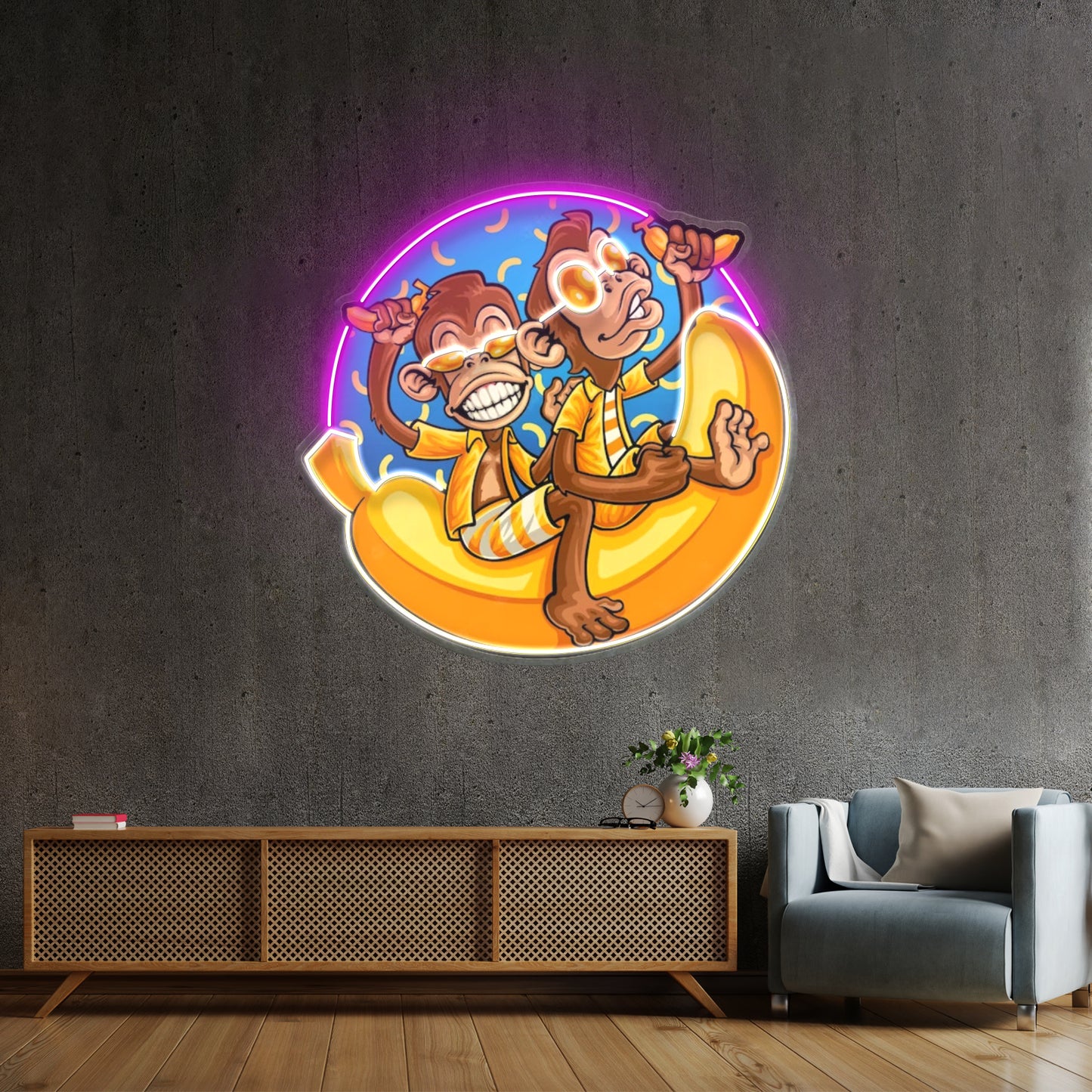 Funny Monkey Banana Cartoon Led Neon Sign Light Custom Led Signs