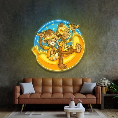 Funny Monkey Banana Cartoon Uv Printed Led Neon Sign For Home Bar Cafe Wall Art | Shineneon