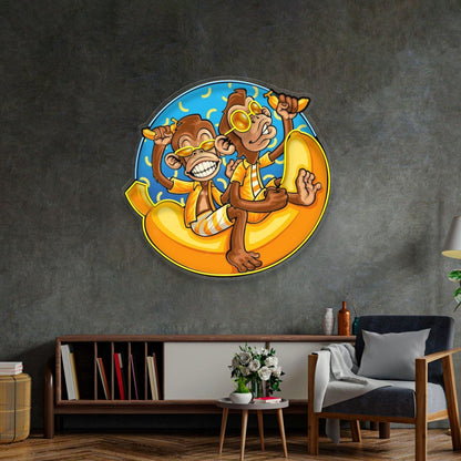 Funny Monkey Banana Cartoon Uv Printed Led Neon Sign For Home Bar Cafe Wall Art | Shineneon