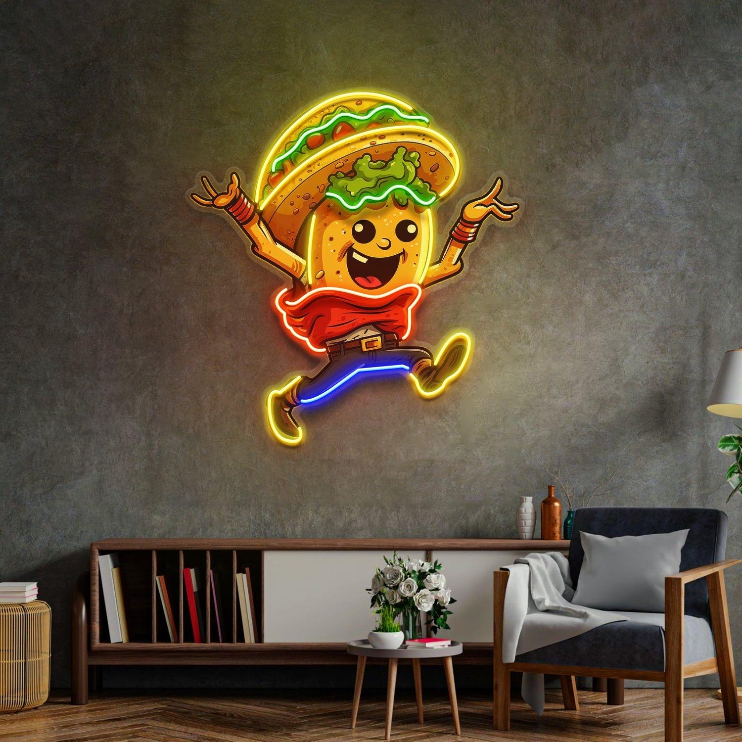 Funny Multicolor Cartoon Taco Uv Printed Led Neon Sign For Home Bar Restaurant Decor | Shineneon