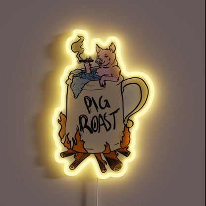 Funny Pig Roast Design Rgb Led Neon Sign - Shineneon