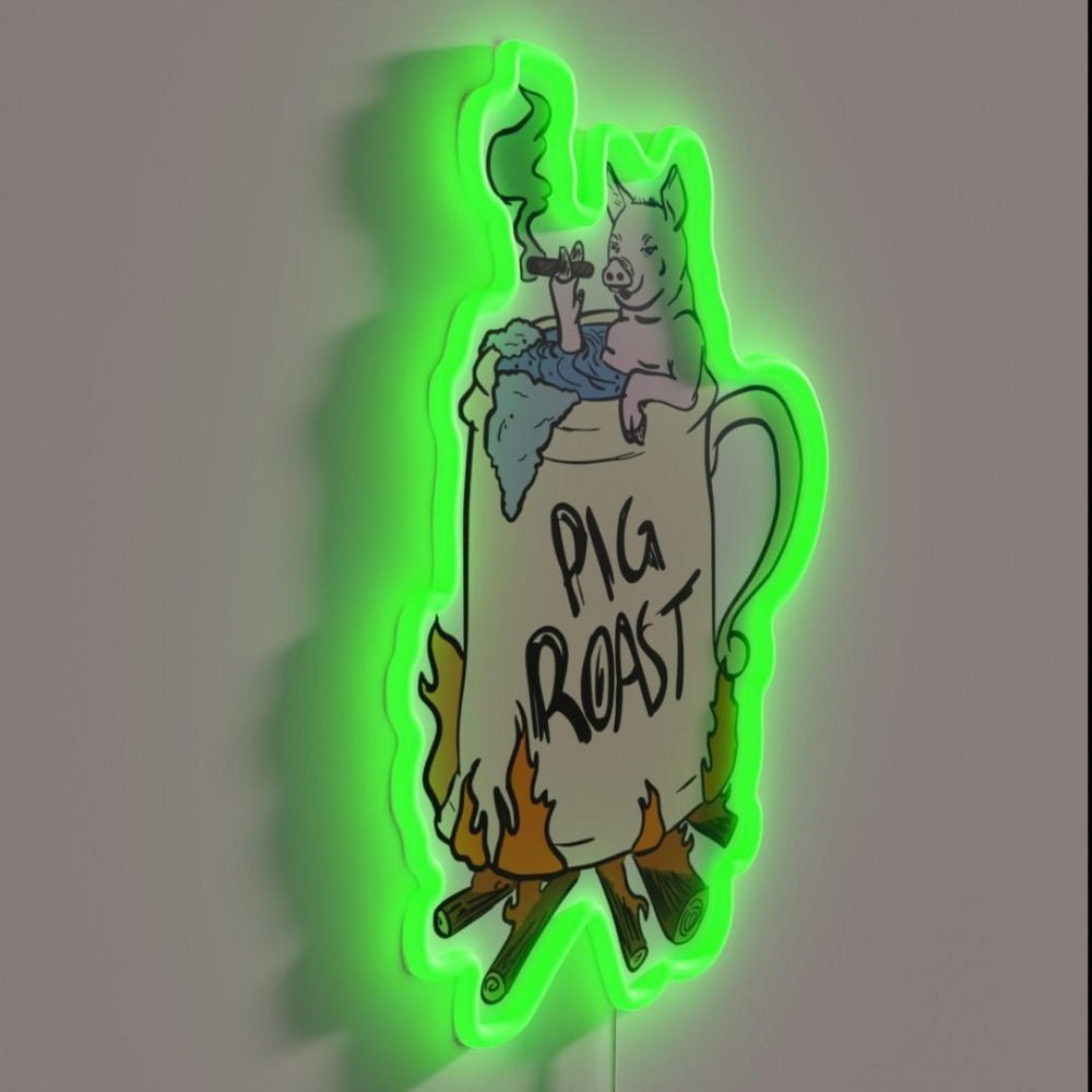 Funny Pig Roast Design Rgb Led Neon Sign - Shineneon