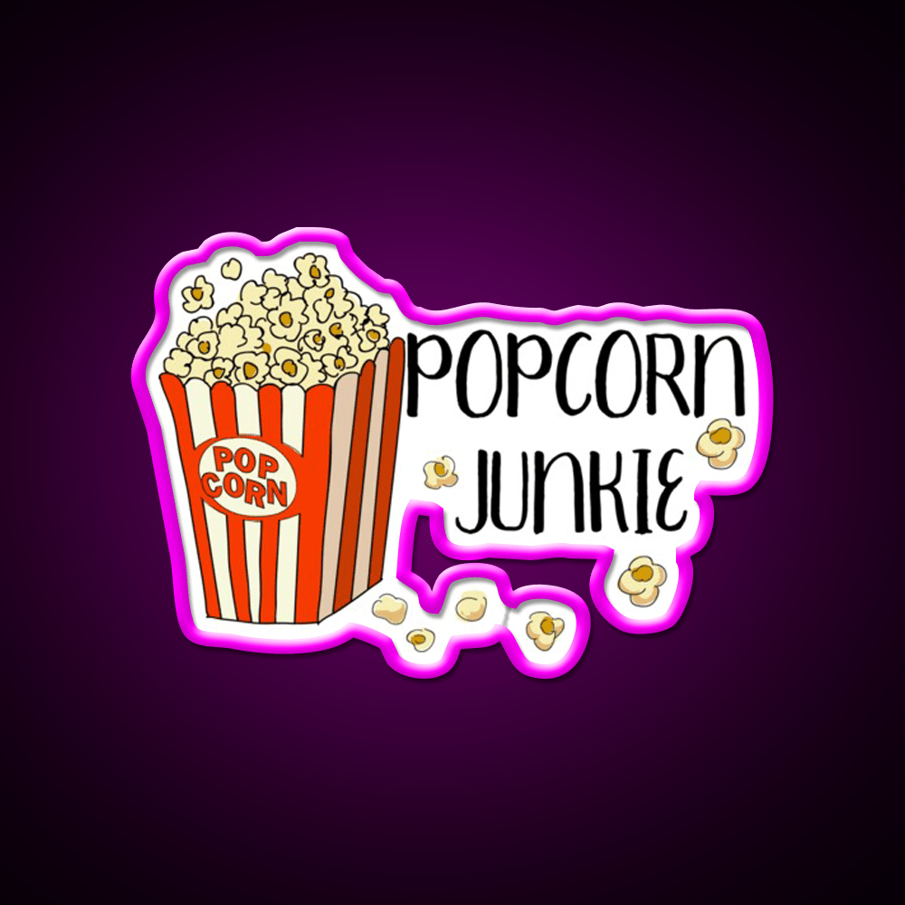 Funny Popcorn Junkie Snack Food Led Neon Sign Rgb Color - Shineneon