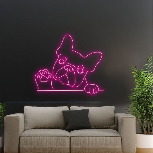 Funny Pug French Bulldog Neon Sign