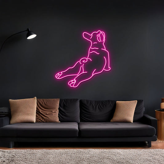 Funny Pug French Bulldog Yoga Led Neon Sign