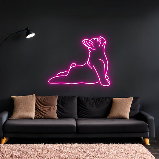 Funny Pug French Bulldog Yoga Neon Sign