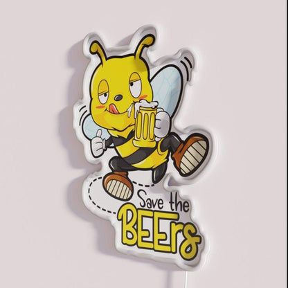 Funny Save The Bees Beers Craft Beer Bee Rgb Led Neon Sign - Shineneon