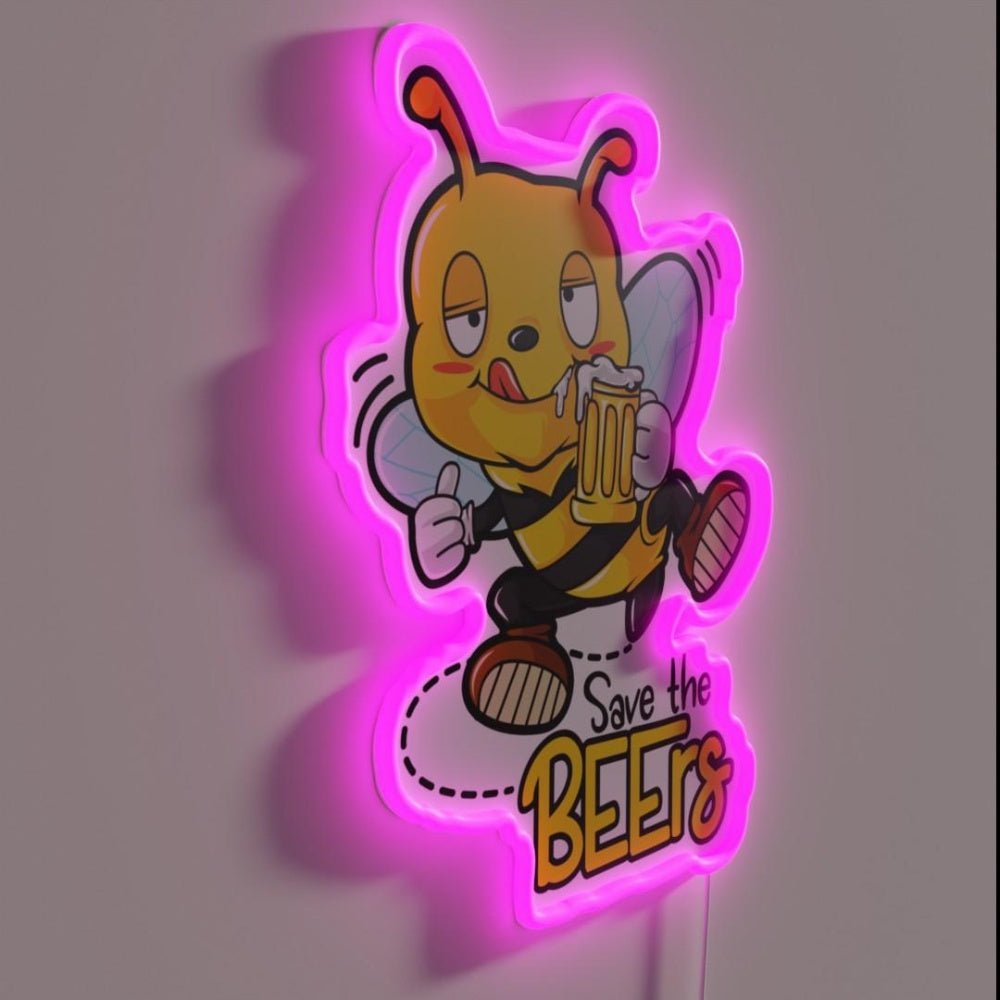 Funny Save The Bees Beers Craft Beer Bee Rgb Led Neon Sign - Shineneon