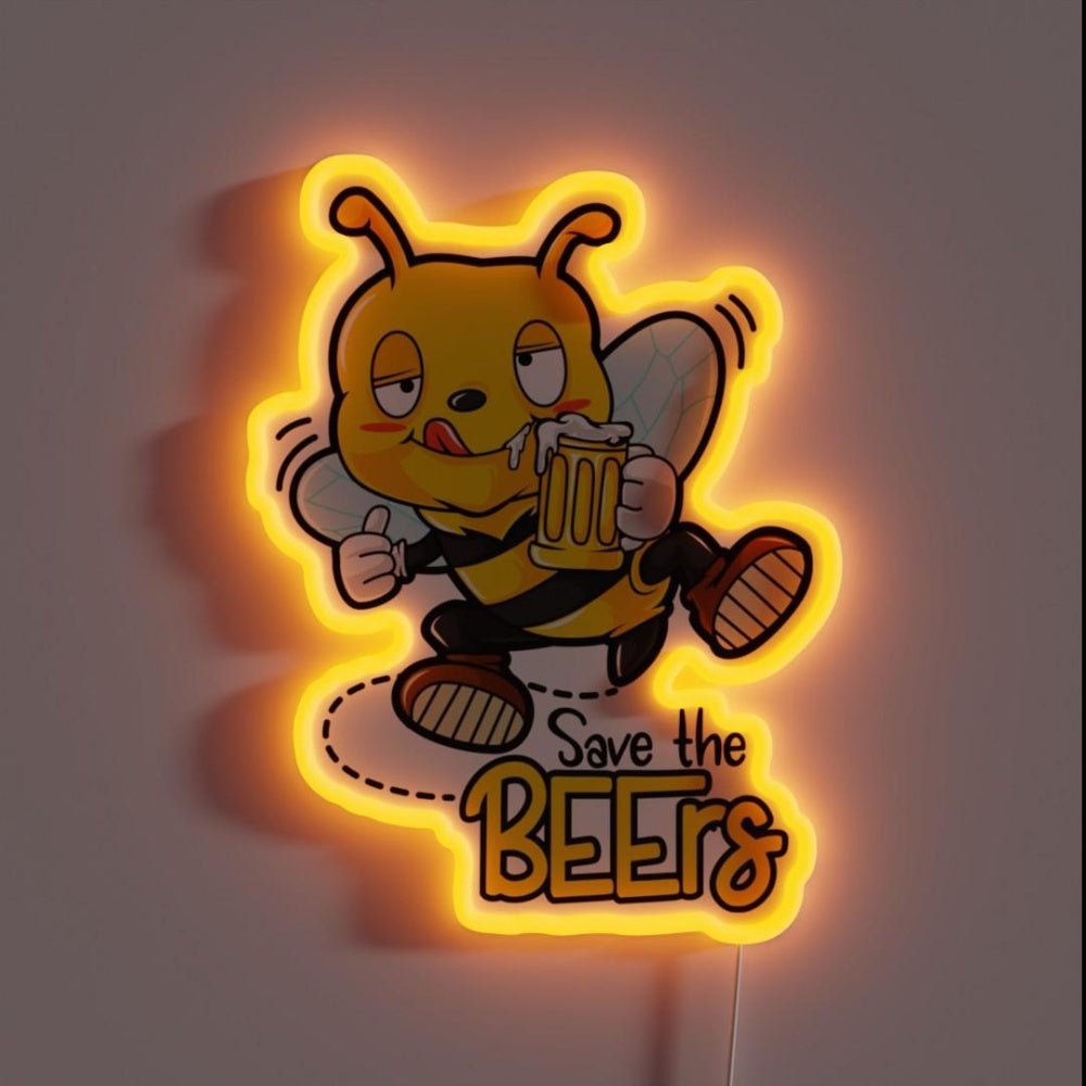 Funny Save The Bees Beers Craft Beer Bee Rgb Led Neon Sign - Shineneon