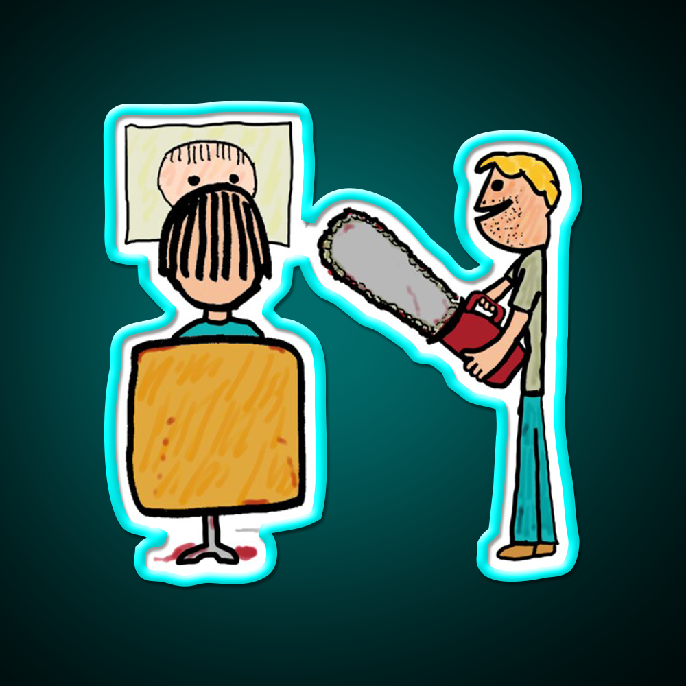 Funny Scary Barber Sweeney Todd Barber Shop Haircut Led Neon Sign - Size and dimension reference