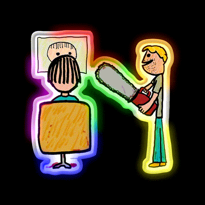 Funny Scary Barber Sweeney Todd Barber Shop Haircut Led Neon Sign - LED neon sign close-up detail