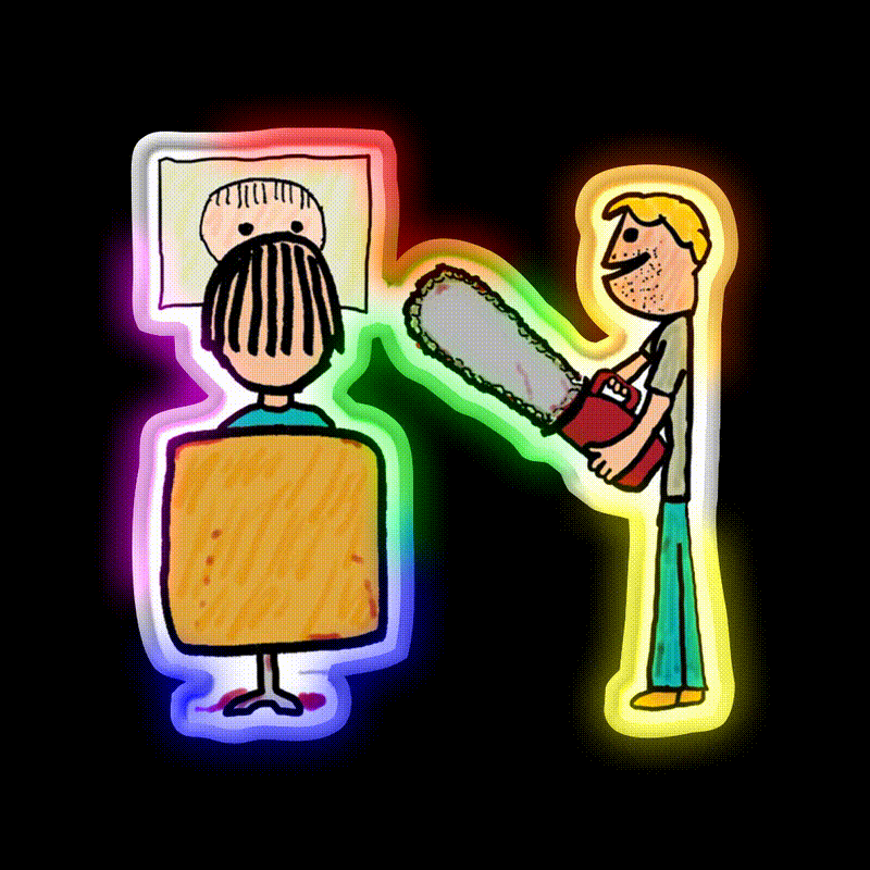 Funny Scary Barber Sweeney Todd Barber Shop Haircut Led Neon Sign - LED neon sign close-up detail