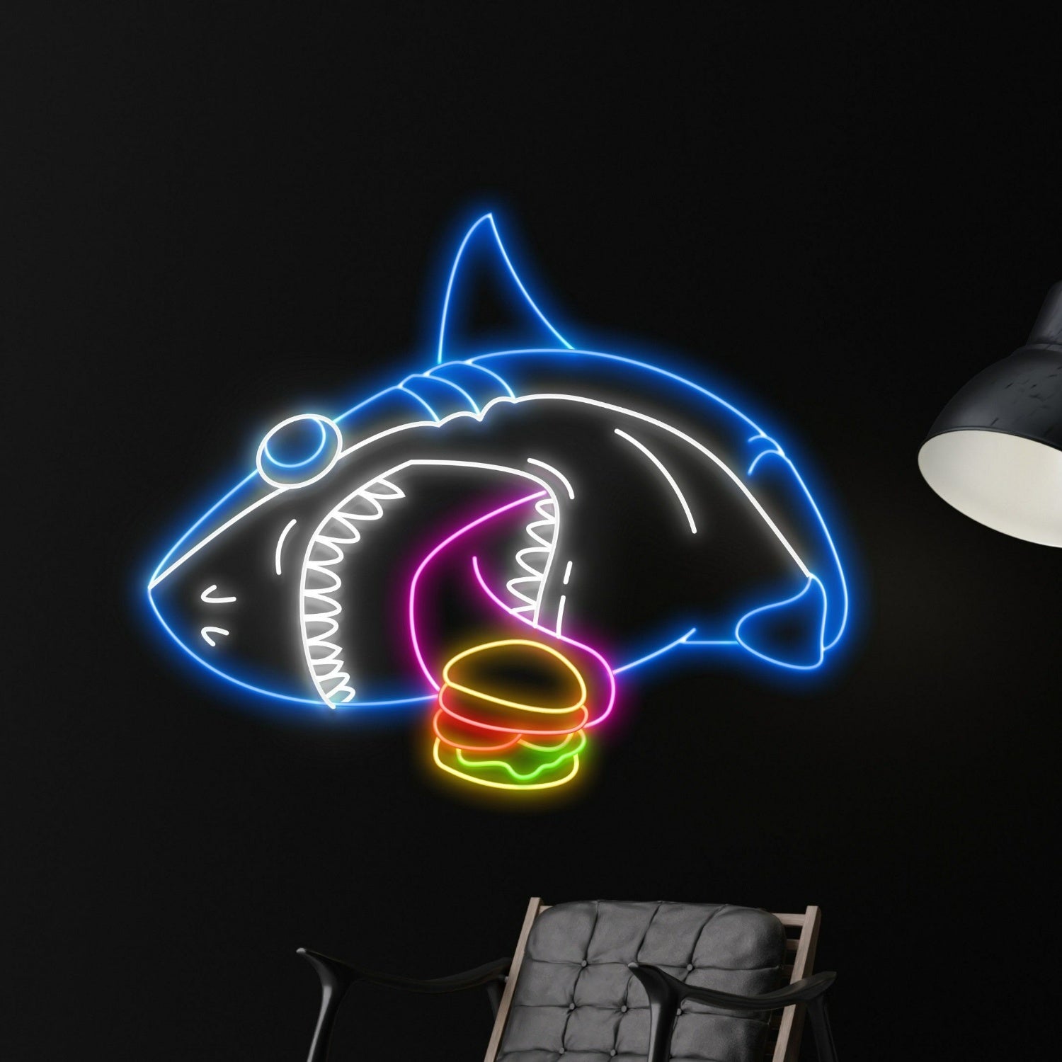 Funny Shark Led Sign Cool Shark Neon Light Bakery Shop - Shineneon