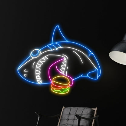 Funny Shark Led Sign Cool Shark Neon Light Bakery Shop - Shineneon