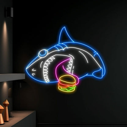 Funny Shark Led Sign Cool Shark Neon Light Bakery Shop - Shineneon