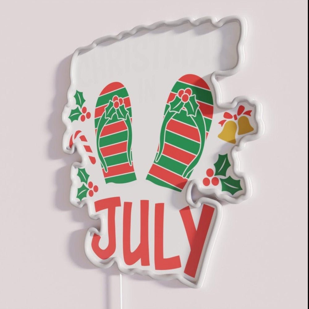 Funny Summer Beach Vacation Christmas In July Rgb Led Neon Sign - Shineneon