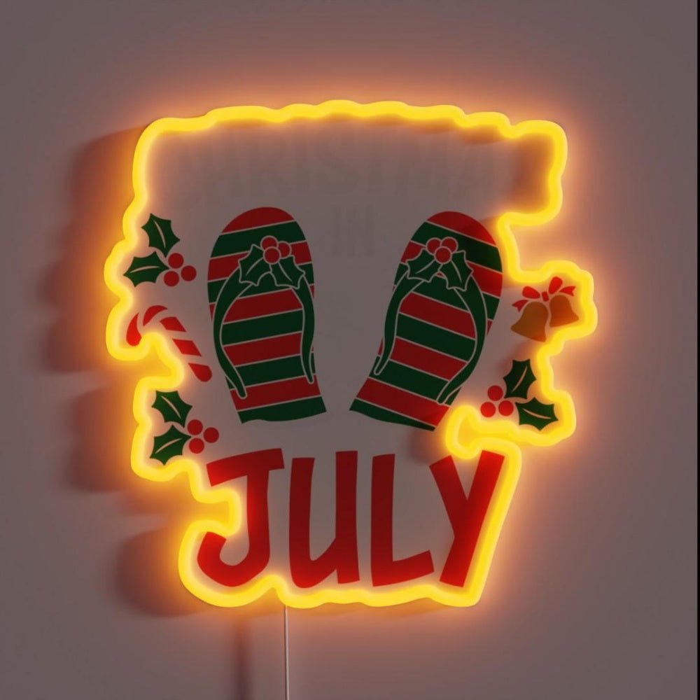 Funny Summer Beach Vacation Christmas In July Rgb Led Neon Sign - Shineneon